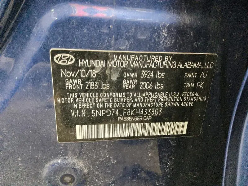 2019 HYUNDAI ELANTRA SE  