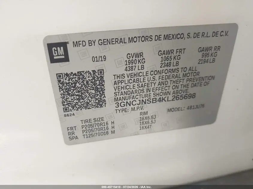 2019 CHEVROLET TRAX LS