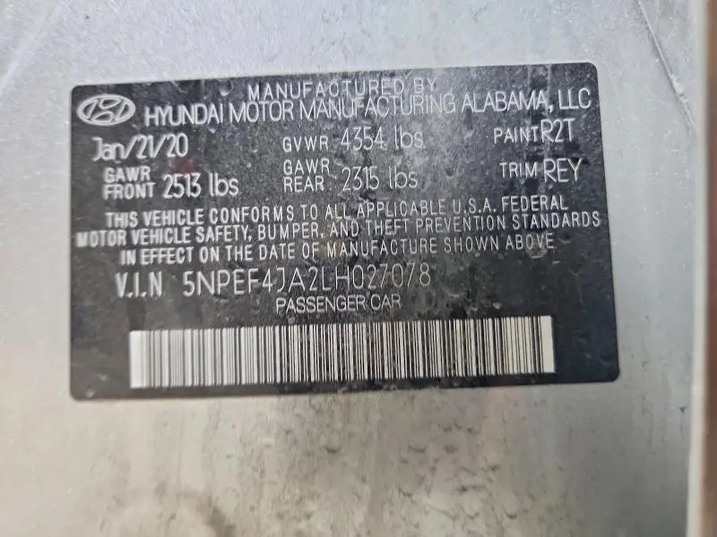 2020 HYUNDAI SONATA SEL  