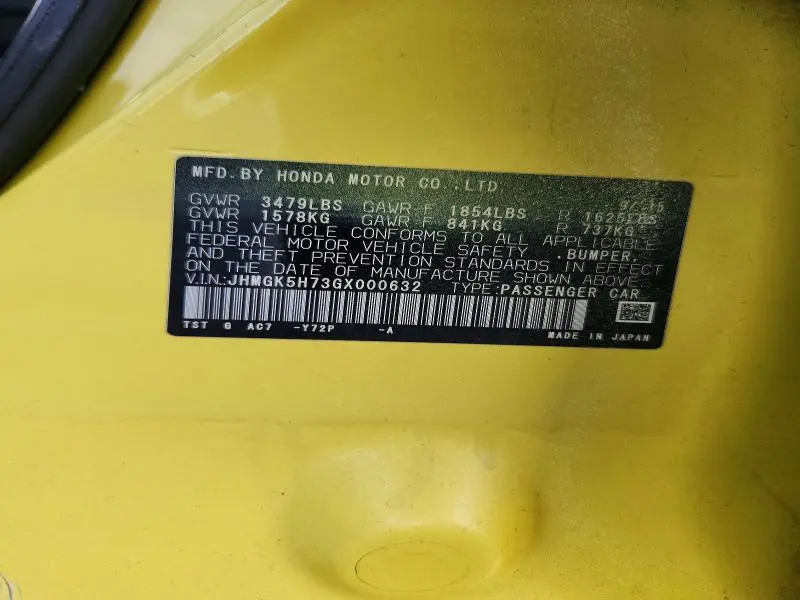 2016 HONDA FIT EX  