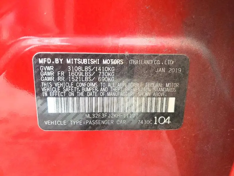 2019 MITSUBISHI MIRAGE G4 ES  