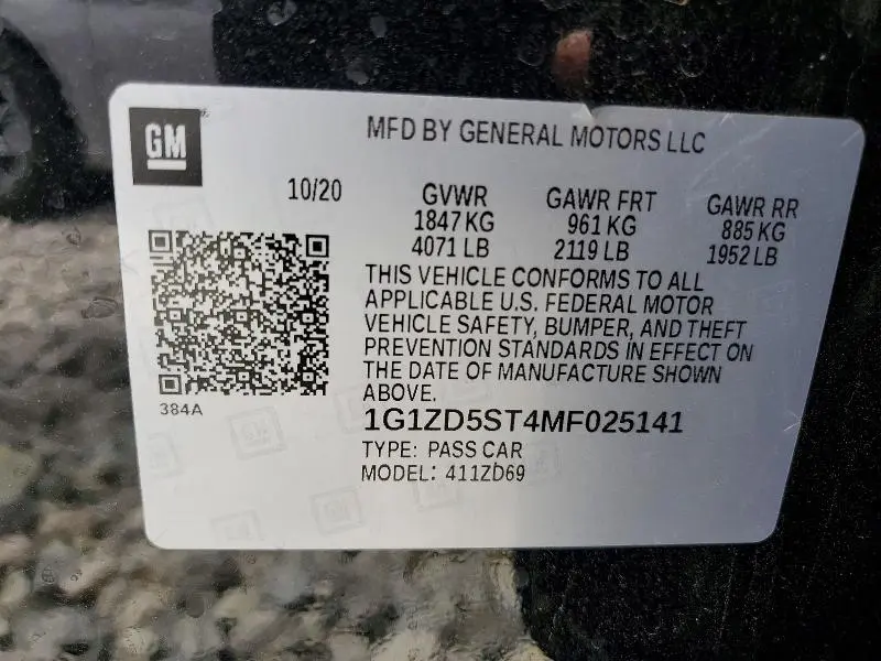 2021 CHEVROLET MALIBU LT  