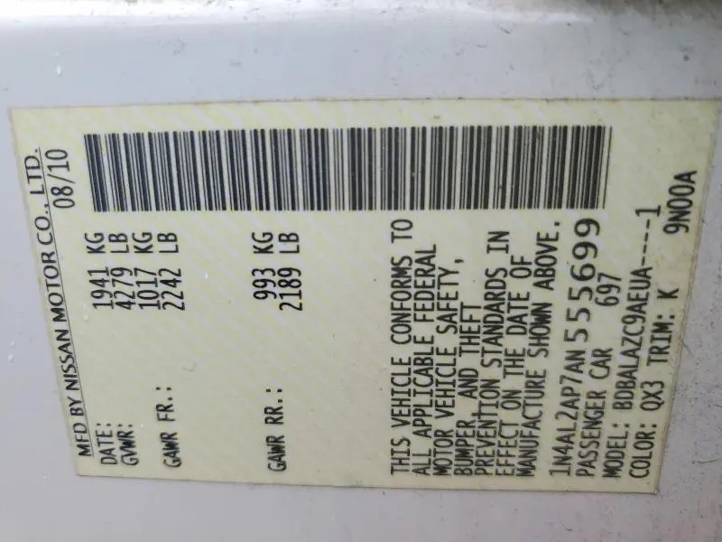 2010 NISSAN ALTIMA 2.5  
