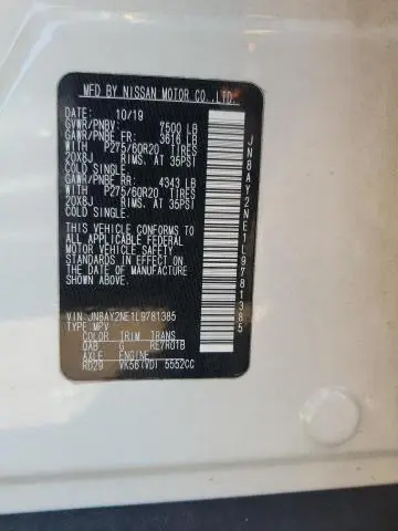 2020 NISSAN ARMADA PLATINUM  