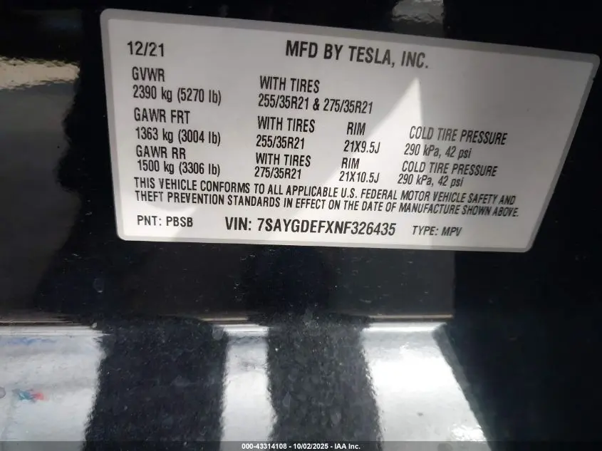 2022 TESLA MODEL Y PERFORMANCE DUAL MOTOR ALL-WHEEL DRIVE