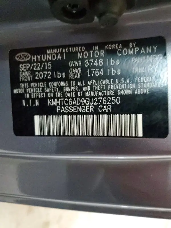 2016 HYUNDAI VELOSTER   