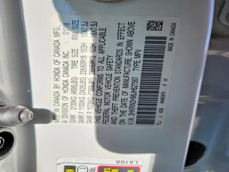 2018 HONDA CR-V TOURING  