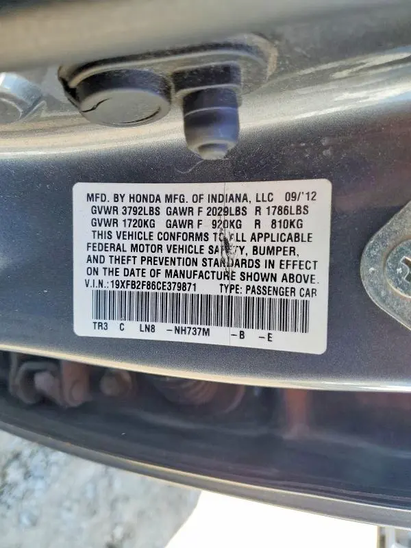 2012 HONDA CIVIC EX  