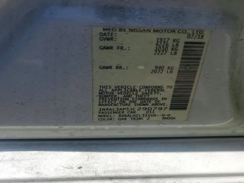 2018 NISSAN ALTIMA 2.5 SR  