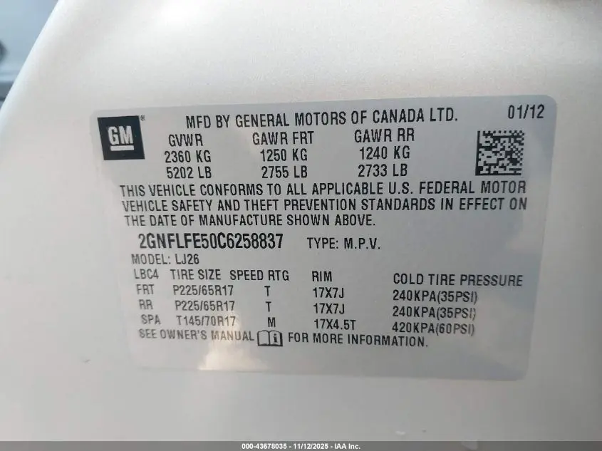 2012 CHEVROLET EQUINOX LTZ