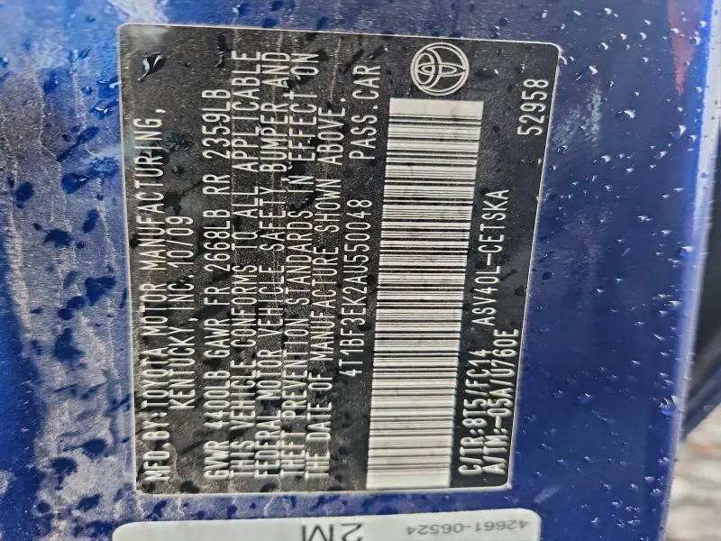 2010 TOYOTA CAMRY BASE  