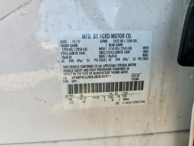 2018 FORD EDGE SEL  