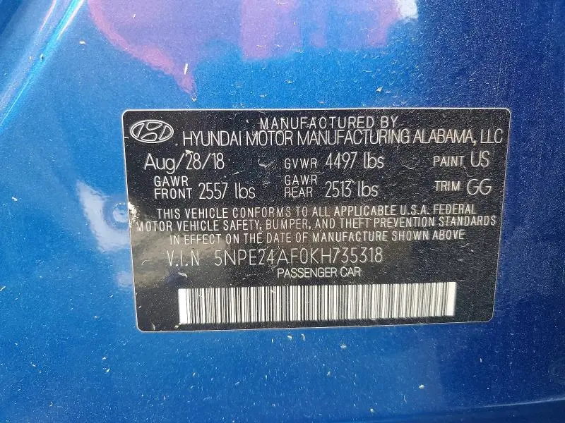 2019 HYUNDAI SONATA SE  