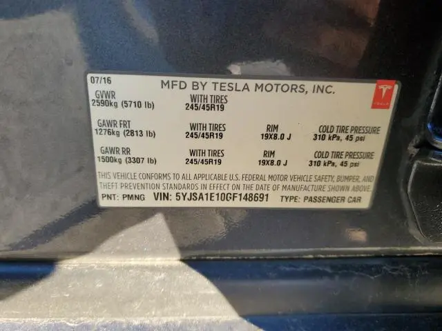 2016 TESLA MODEL S   