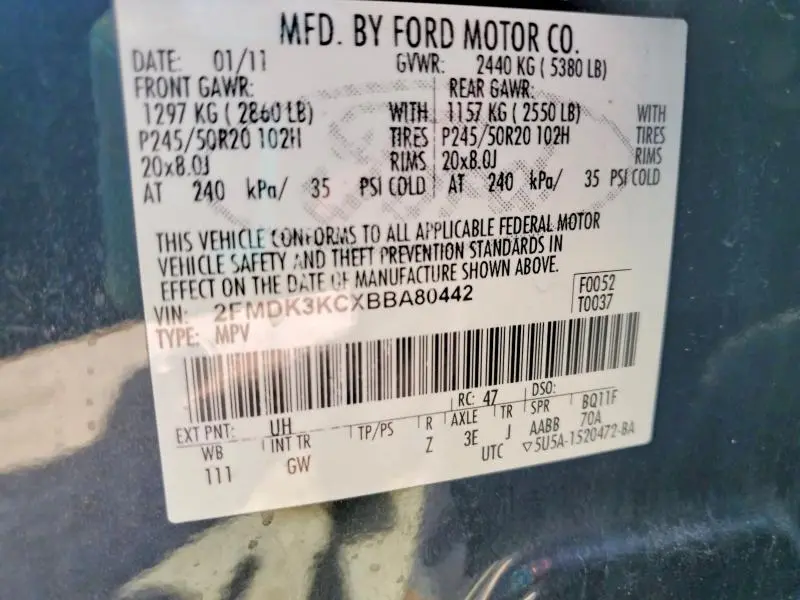 2011 FORD EDGE LIMITED  