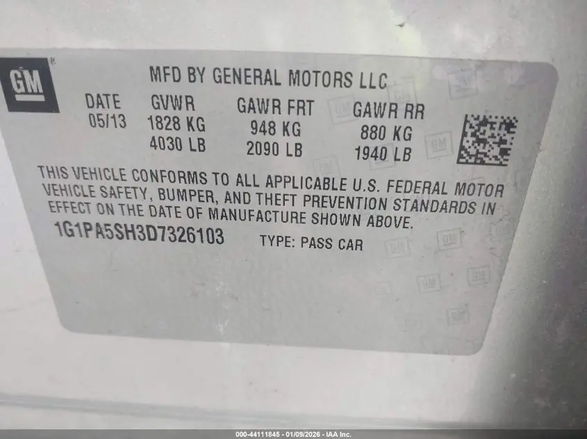 2013 CHEVROLET CRUZE LS AUTO