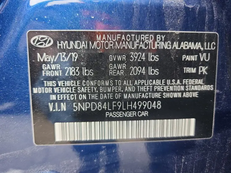 2020 HYUNDAI ELANTRA SEL  