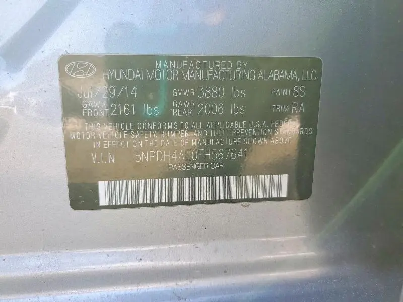 2015 HYUNDAI ELANTRA SE  