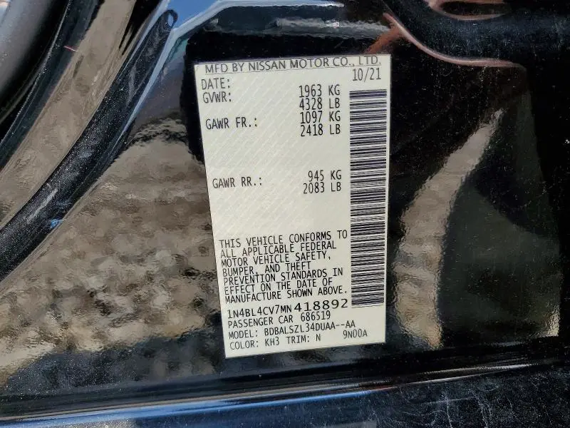 2021 NISSAN ALTIMA SR  