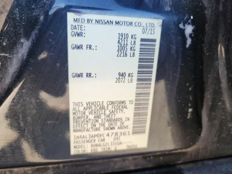 2015 NISSAN ALTIMA 2.5  