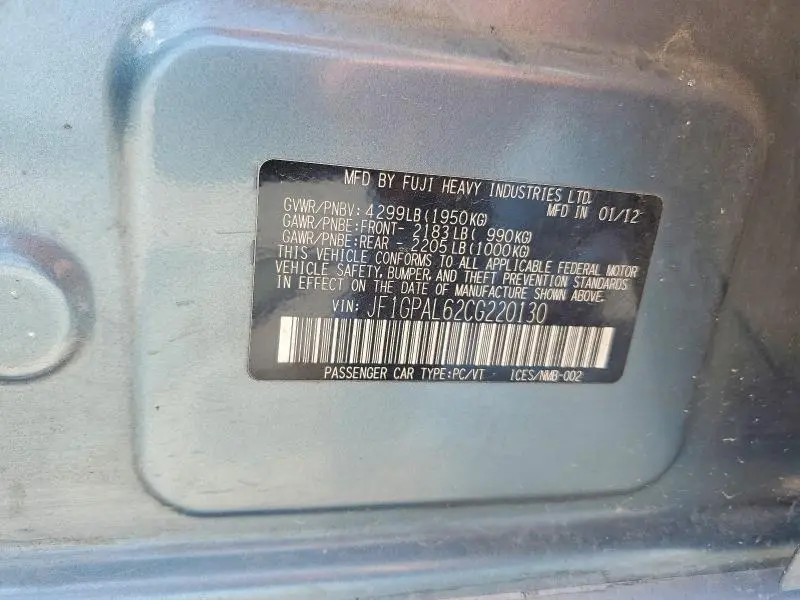 2012 SUBARU IMPREZA SPORT PREMIUM  