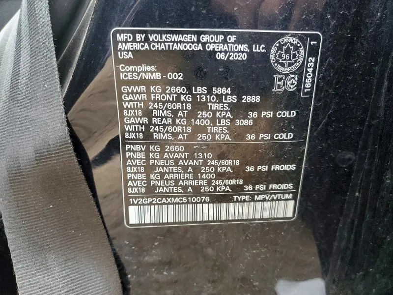 2021 VOLKSWAGEN ATLAS S  