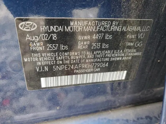 2019 HYUNDAI SONATA SE  