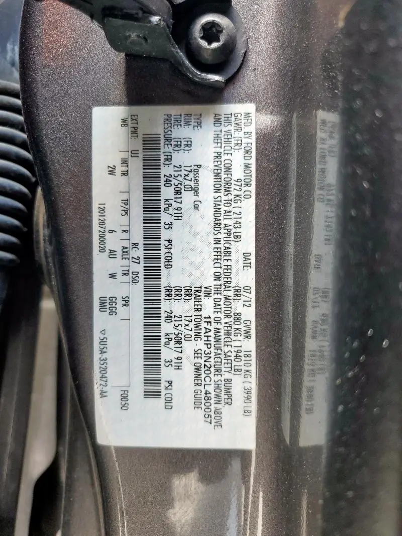 2012 FORD FOCUS TITANIUM  