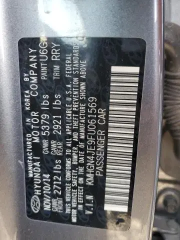 2015 HYUNDAI GENESIS 3.8L  