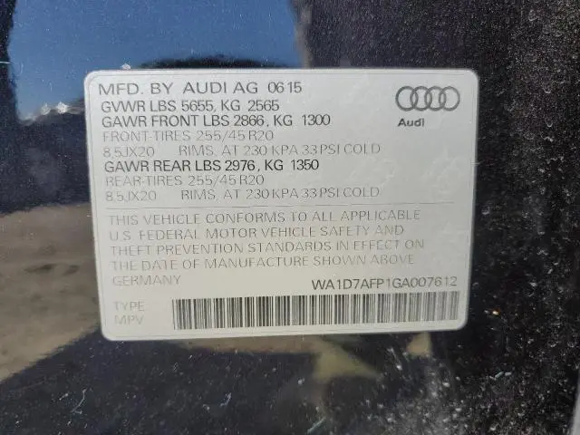 2016 AUDI Q5 PREMIUM PLUS S-LINE  