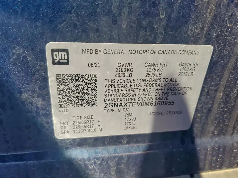 2021 CHEVROLET EQUINOX LT  