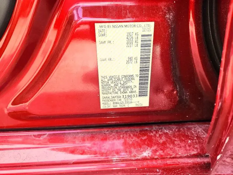 2016 NISSAN ALTIMA 2.5 S  