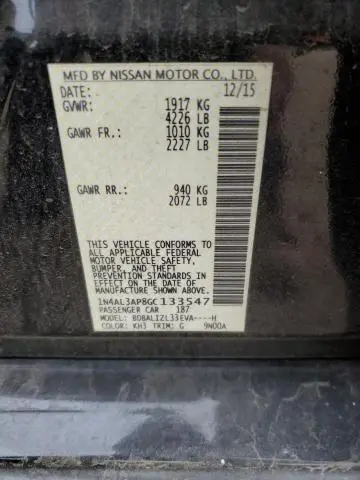 2016 NISSAN ALTIMA 2.5 SV  