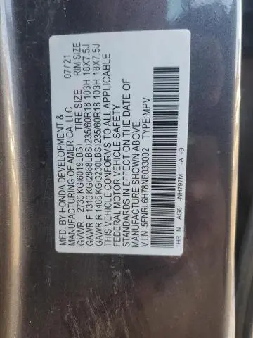 2022 HONDA ODYSSEY EXL  