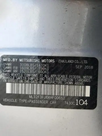 2019 MITSUBISHI MIRAGE G4 ES