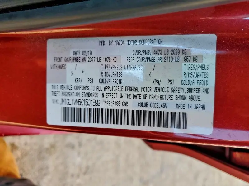 2019 MAZDA 6 TOURING  