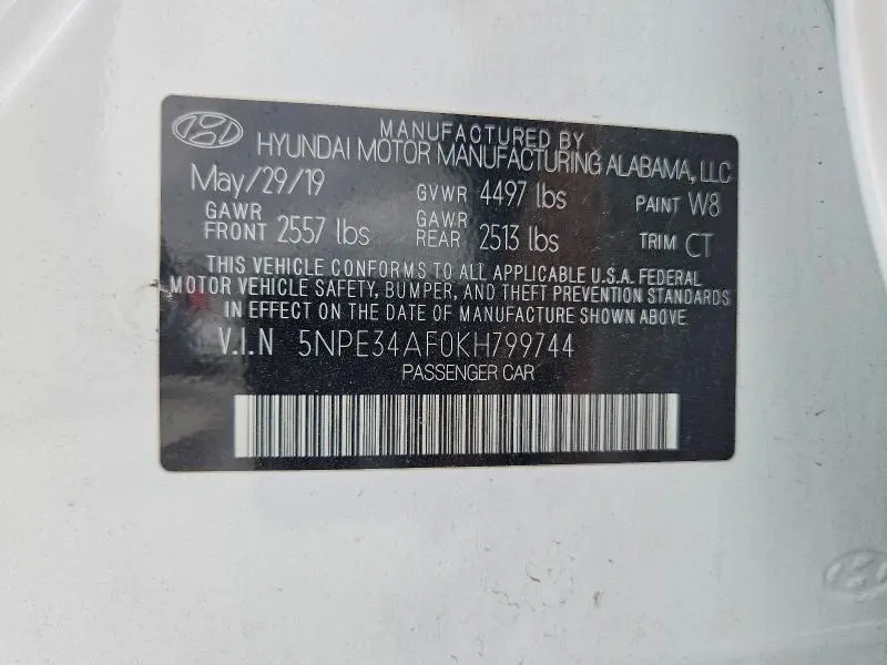 2019 HYUNDAI SONATA LIMITED  