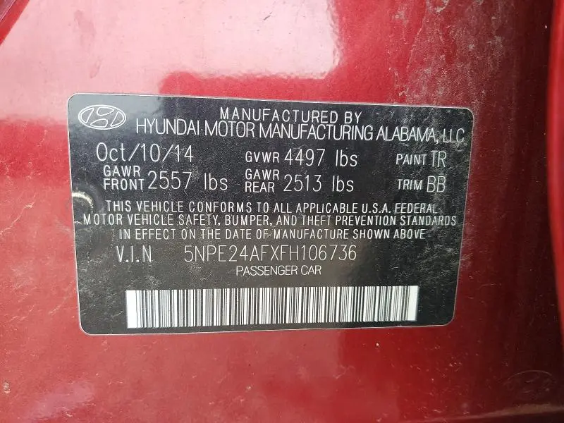 2015 HYUNDAI SONATA SE  