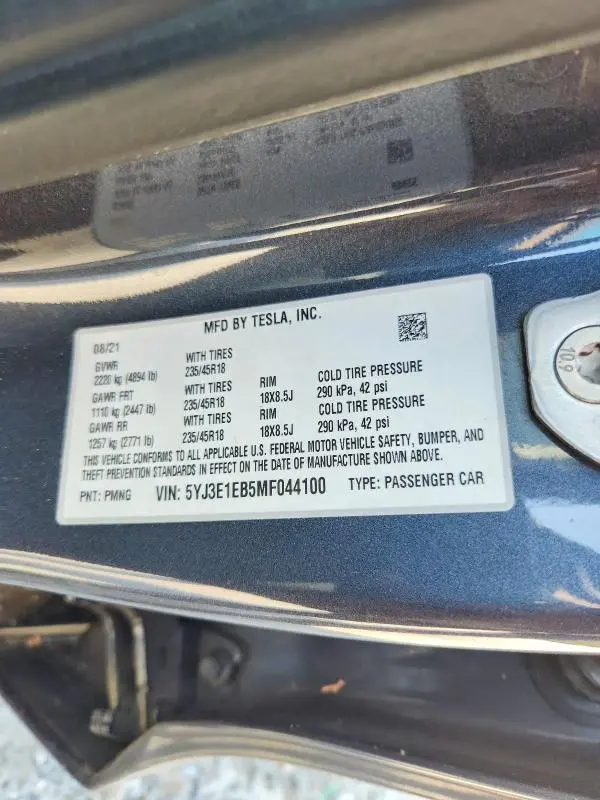 2021 TESLA MODEL 3   