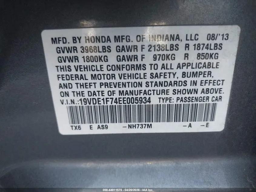 2014 ACURA ILX 2.0L