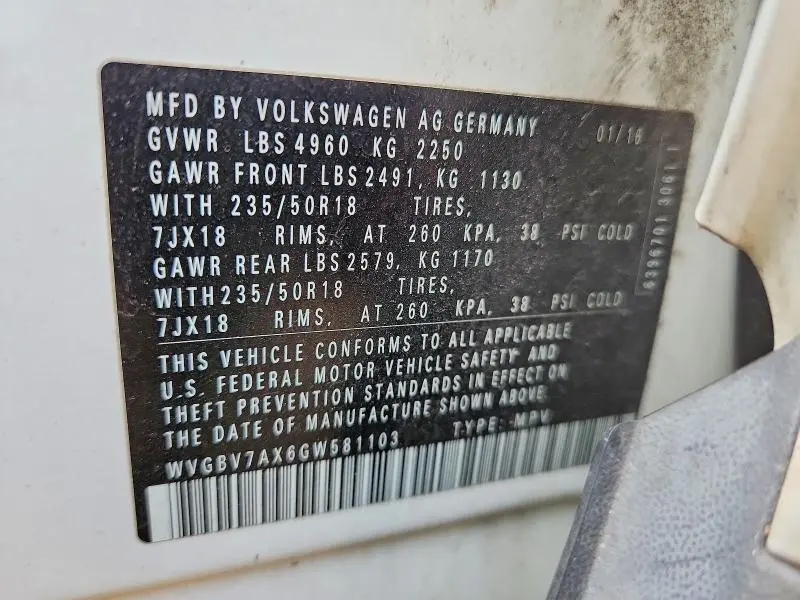 2016 VOLKSWAGEN TIGUAN S  
