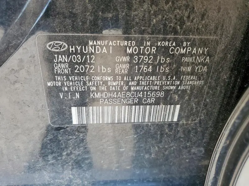 2012 HYUNDAI ELANTRA GLS  