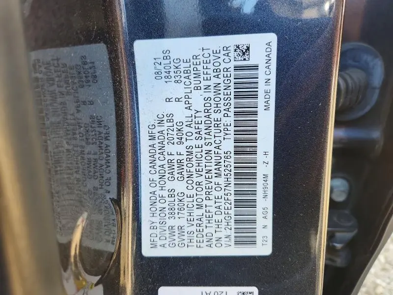 2022 HONDA CIVIC SPORT  