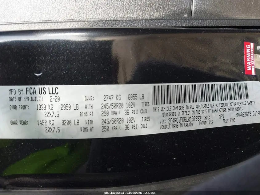 2020 CHRYSLER PACIFICA TOURING