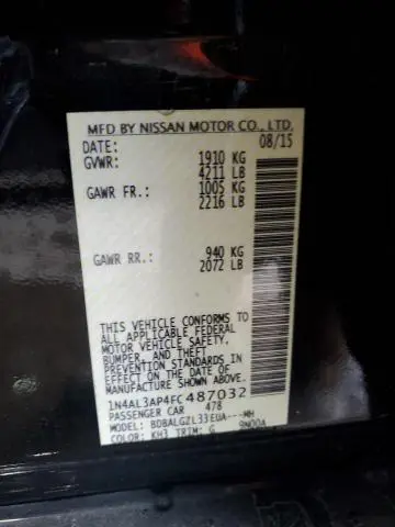 2015 NISSAN ALTIMA 2.5