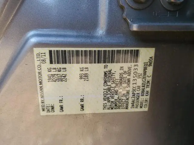 2012 NISSAN ALTIMA BASE  