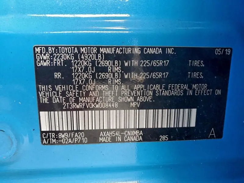 2019 TOYOTA RAV4 XLE  