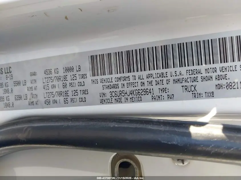 2019 RAM 2500 TRADESMAN  4X4 8' BOX