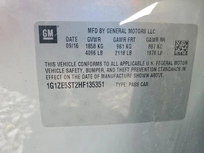 2017 CHEVROLET MALIBU LT  