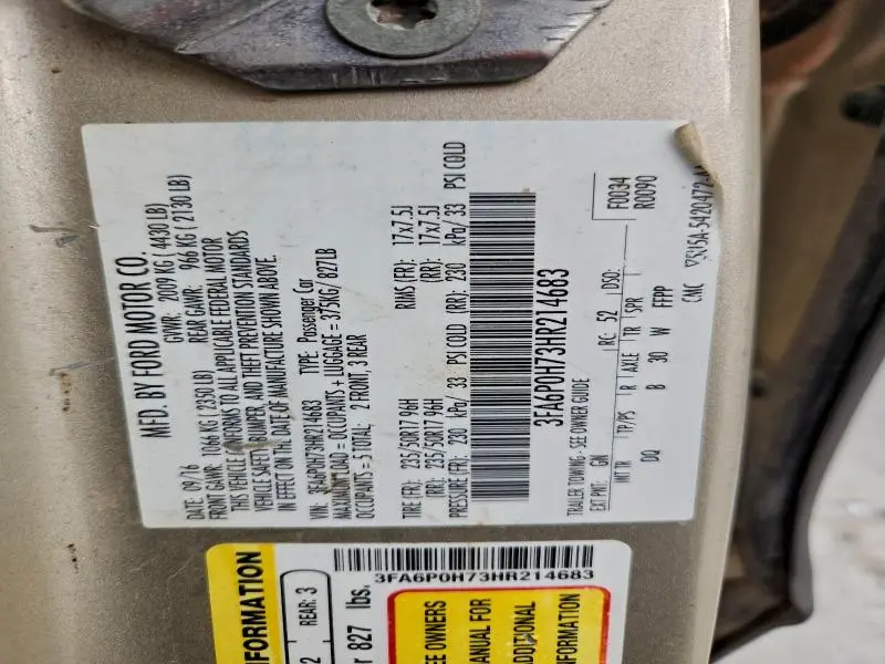 2017 FORD FUSION SE  